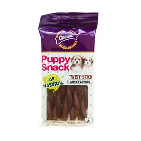 Лакомство Gnawlеrs Puppy д/с с ягненком, кальцием и таурином Twist 5 шт (пакет), 80 гр